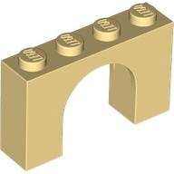 Lego kostka (kostička) most oblouk 1x4x2, světle žlutá (4129853)